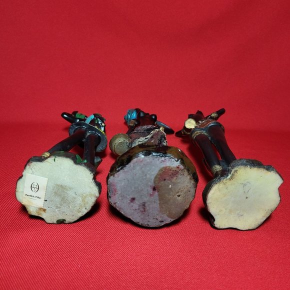 Vintage African Tribal Lady Woman Resin Figure Sculpture Decor Set of 3 - Picture 5 of 12